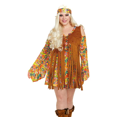PLUS SIZE CVJETNA MOĆ HIPPIE KOSTIM